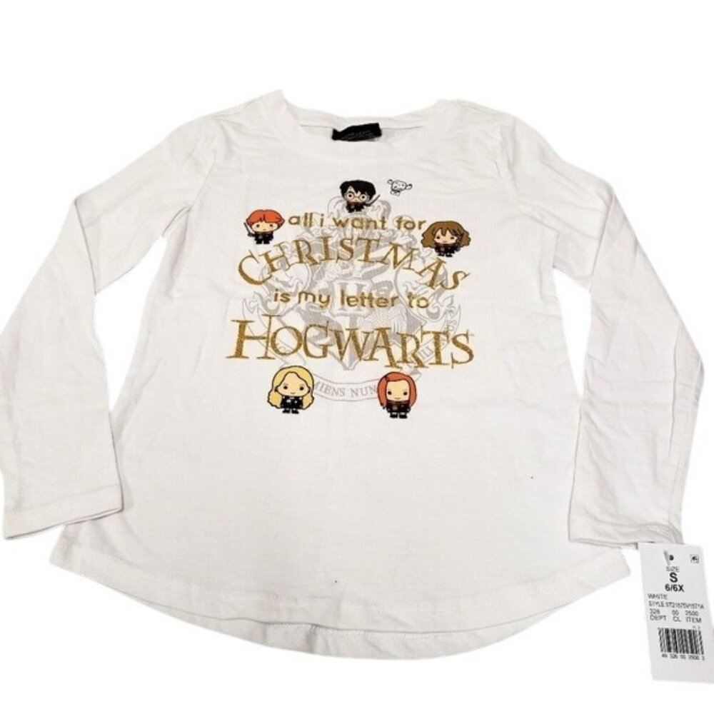 Harry Potter Girls Christmas Hogwarts Long Sleeve Top Size 6 Small